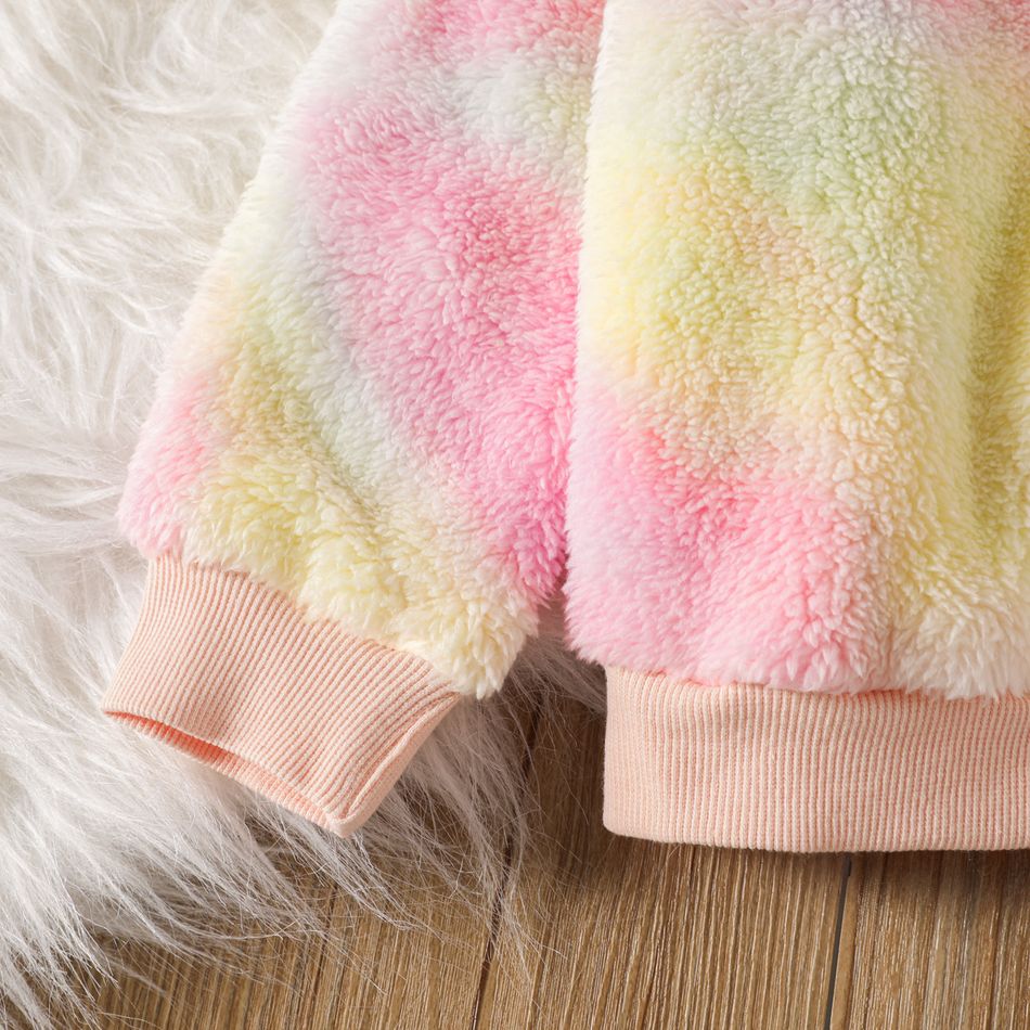 Toddler Girl Tie Dyed Fleece Pullover Sweatshirt Pink big image 4