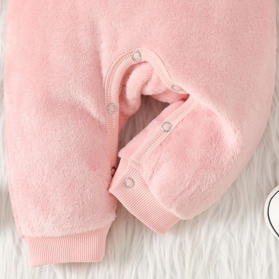 Baby Girl Cloud Embroidered Pink Thermal Fleece Long-sleeve Jumpsuit Pink