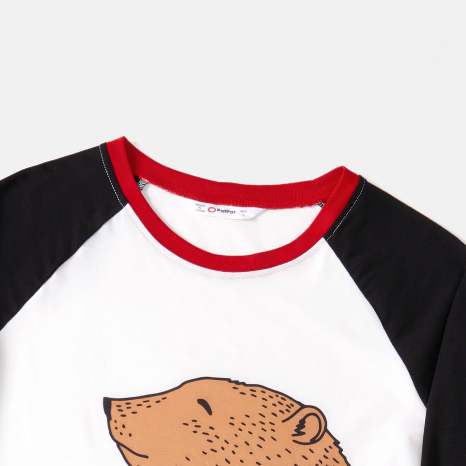 Christmas Family Matching Bear & Letter Print Raglan-sleeve Red Plaid Pajamas Sets (Flame Resistant) redblack big image 8