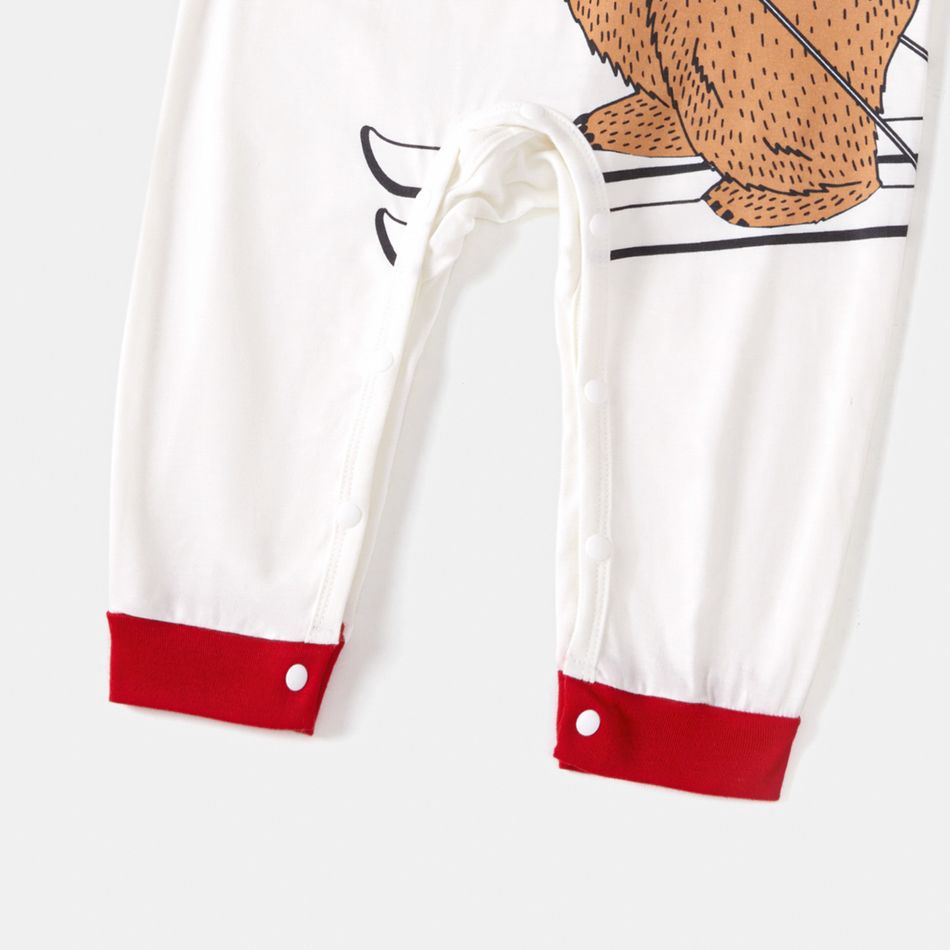 Christmas Family Matching Bear & Letter Print Raglan-sleeve Red Plaid Pajamas Sets (Flame Resistant) redblack big image 17