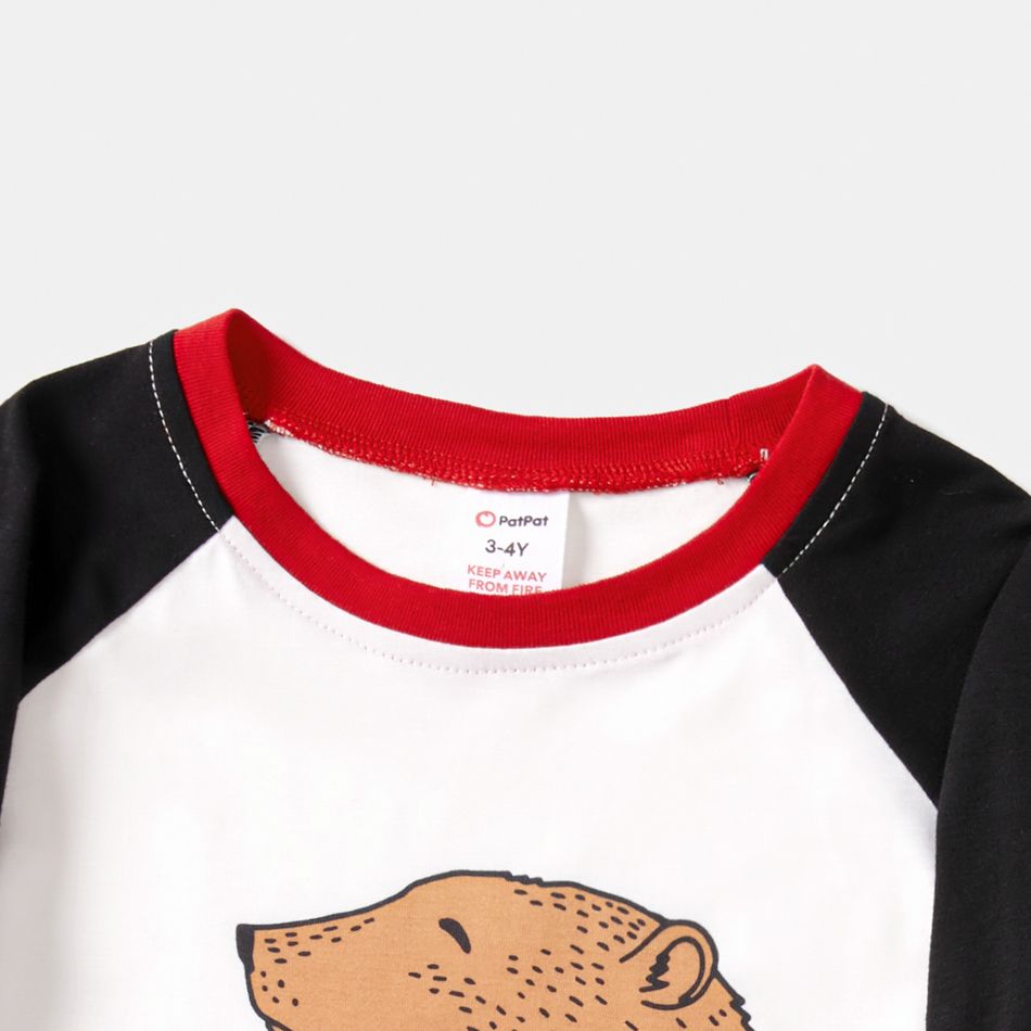 Christmas Family Matching Bear & Letter Print Raglan-sleeve Red Plaid Pajamas Sets (Flame Resistant) redblack big image 13