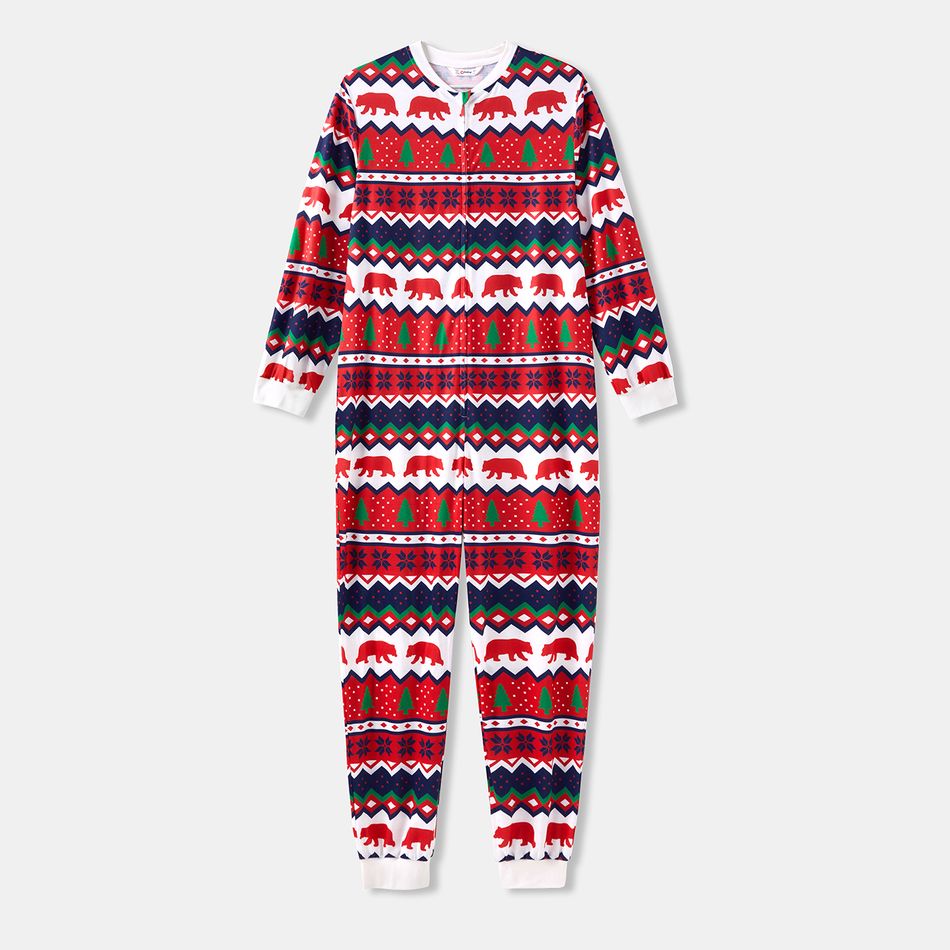 Christmas Family Matching Allover Print Red Long-sleeve Zipper Onesies Pajamas (Flame Resistant) MultiColour big image 7