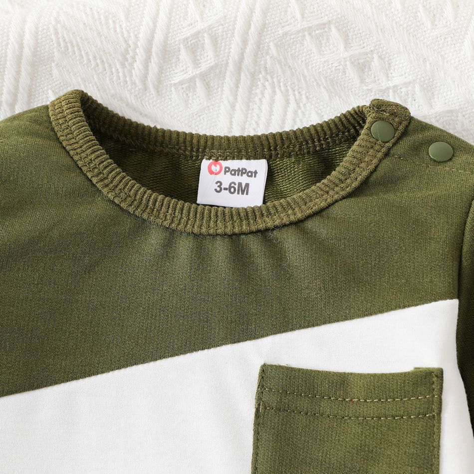 2pcs Baby Boy Long-sleeve Colorblock Sweatshirt and Sweatpants Set ColorBlock big image 3