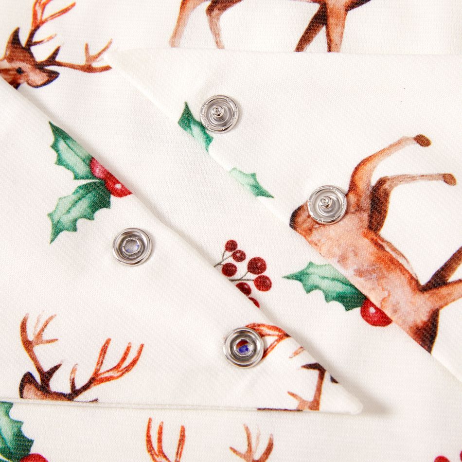 Christmas Family Matching Reindeer & Letter Print Long-sleeve Naia Pajamas Sets (Flame Resistant) White big image 14