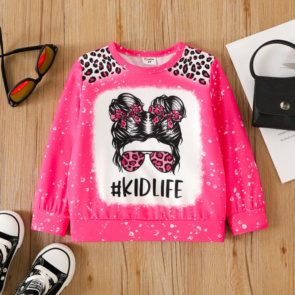 Toddler Girl Character Leopard Print Pullover Sweatshirt Roseo