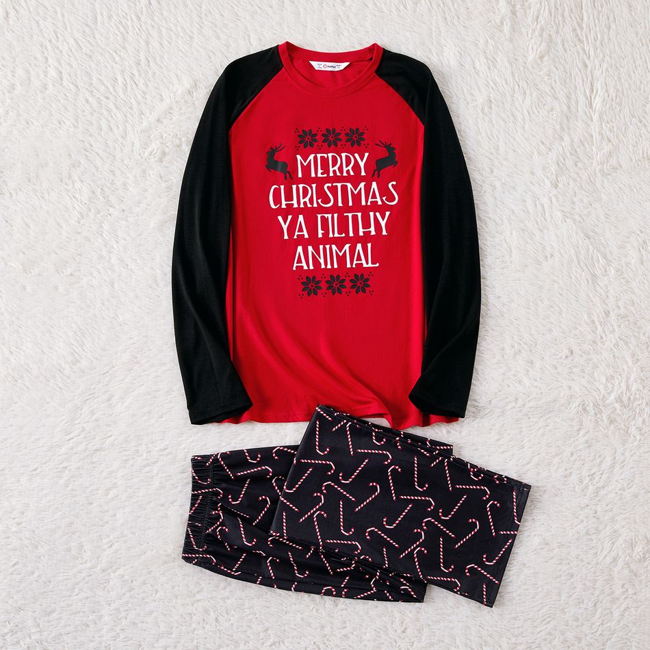 Christmas Letter Print Family Matching Pajamas Sets Red big image 6