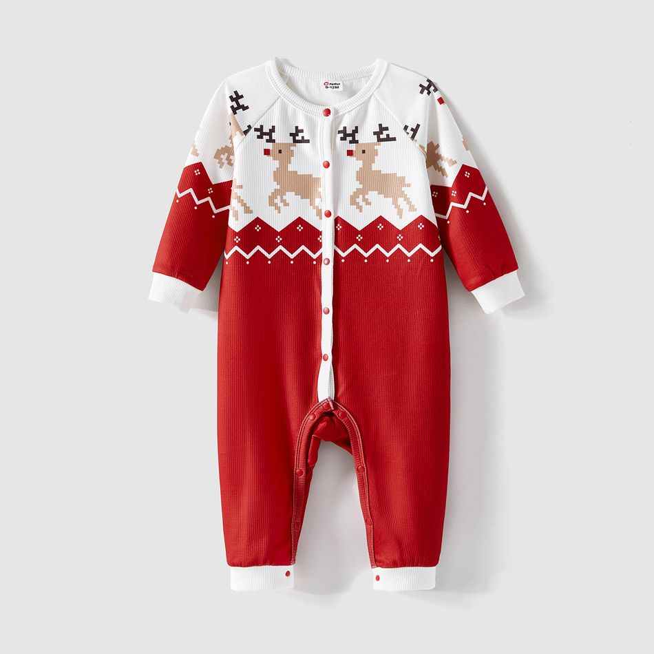 Christmas Family Matching Allover Reindeer Print Raglan-sleeve Sweatshirts Red big image 8