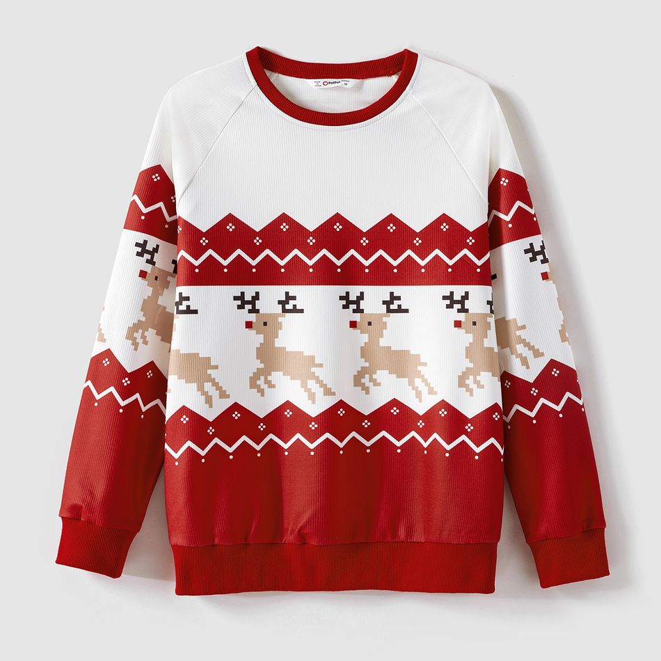 Christmas Family Matching Allover Reindeer Print Raglan-sleeve Sweatshirts Red big image 3