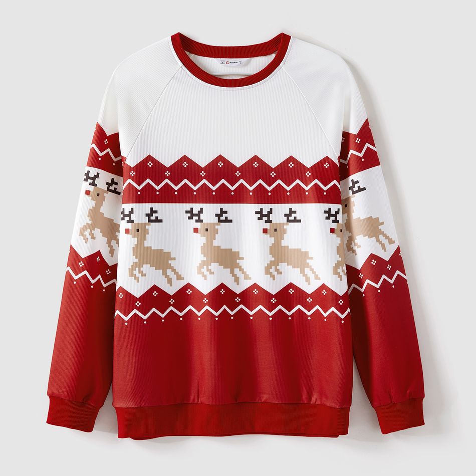 Christmas Family Matching Allover Reindeer Print Raglan-sleeve Sweatshirts Red big image 2