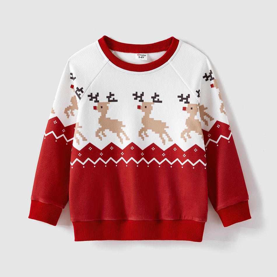 Christmas Family Matching Allover Reindeer Print Raglan-sleeve Sweatshirts Red big image 5