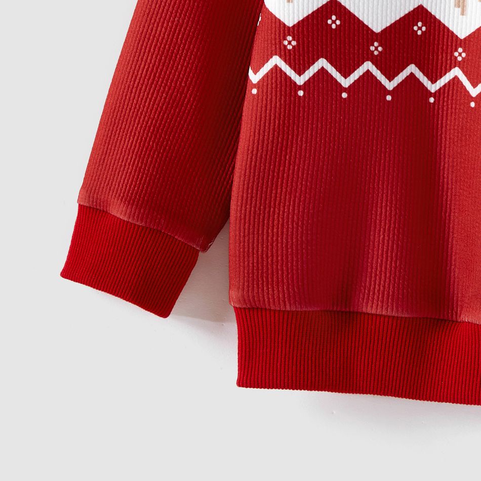 Christmas Family Matching Allover Reindeer Print Raglan-sleeve Sweatshirts Red big image 4