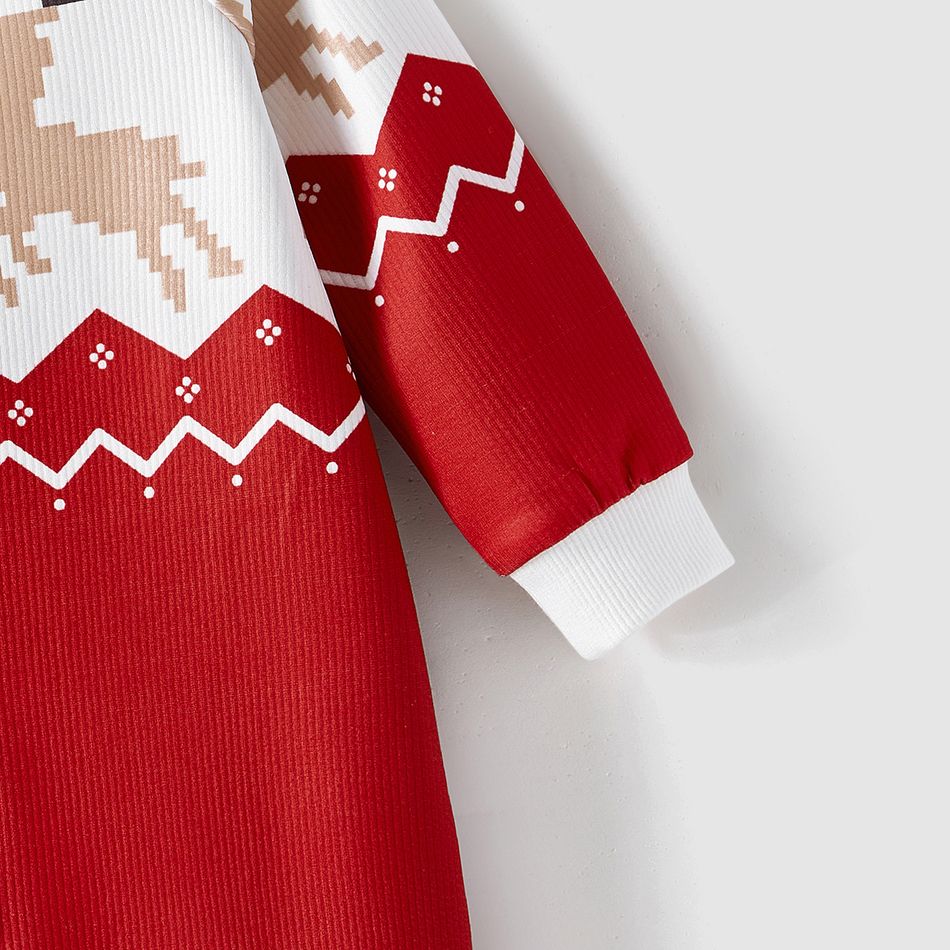 Christmas Family Matching Allover Reindeer Print Raglan-sleeve Sweatshirts Red big image 10