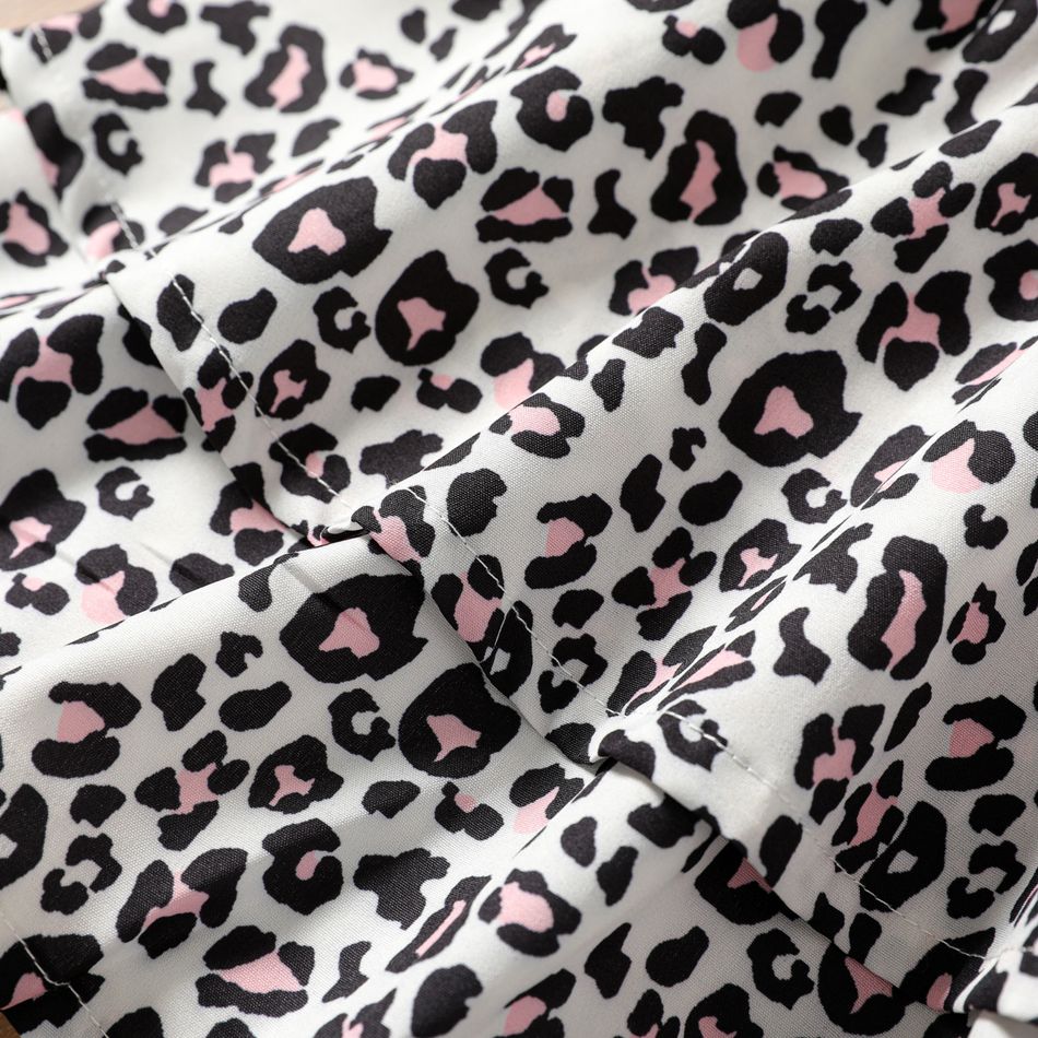2pcs Kid Girl 3d Bowknot Design Long-sleeve Tee and Leopard Print Skirt Set Black big image 5
