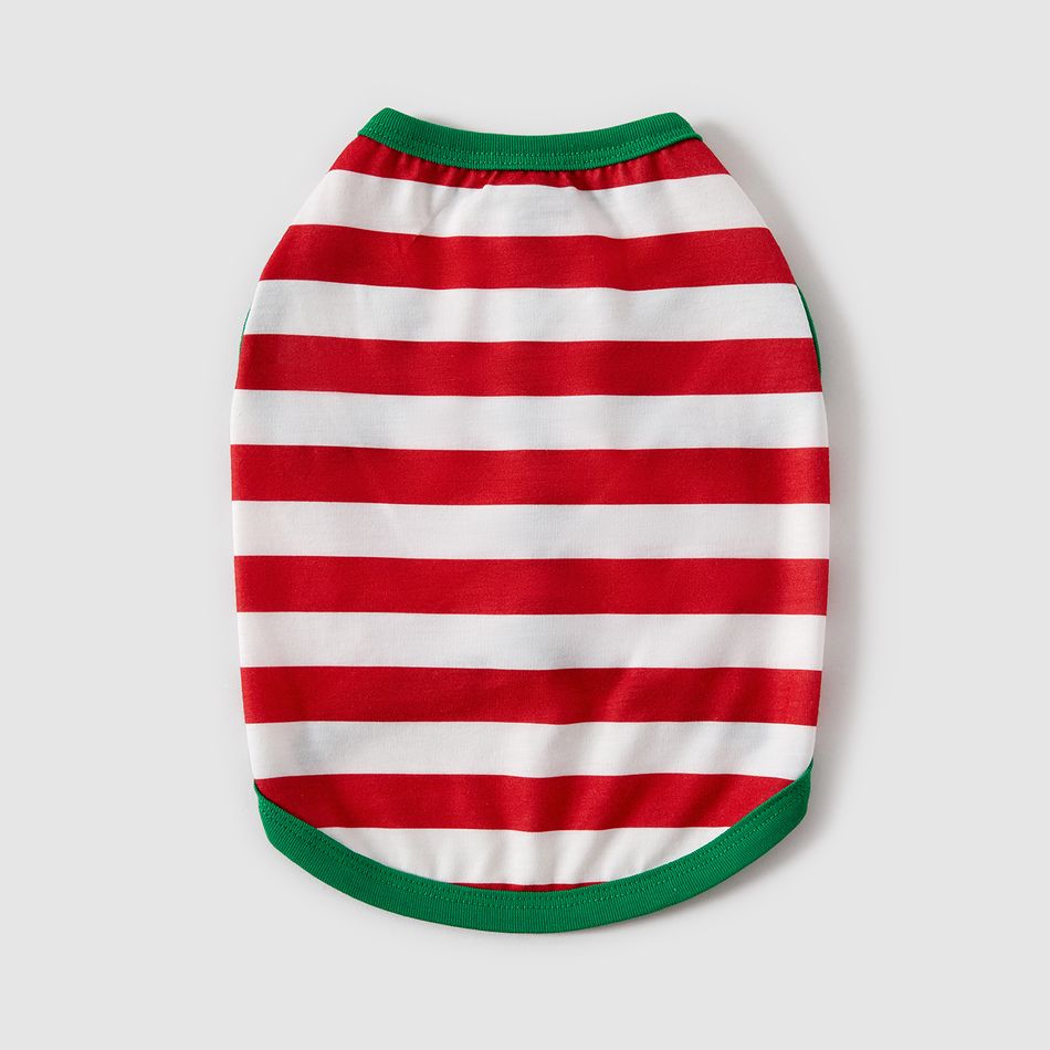 Christmas Family Matching Xmas Hat & Letter Print Short-sleeve Striped Pajamas Sets (Flame Resistant) MultiColour big image 14