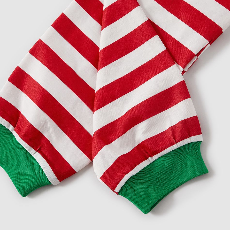 Christmas Family Matching Xmas Hat & Letter Print Short-sleeve Striped Pajamas Sets (Flame Resistant) MultiColour big image 7