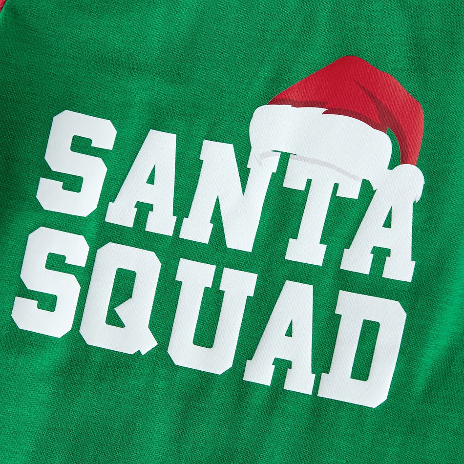 Christmas Family Matching Xmas Hat & Letter Print Short-sleeve Striped Pajamas Sets (Flame Resistant) MultiColour big image 12