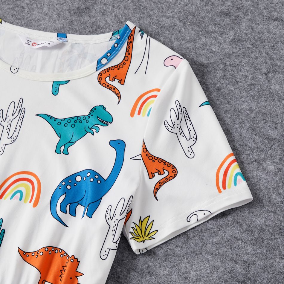 Family Matching Allover Colorful Dinosaur Print Dresses and Short-sleeve T-shirts Sets Colorful big image 4