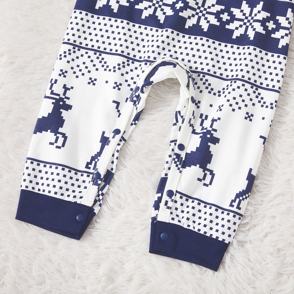 Christmas Family Matching Allover Blue Print Long-sleeve Naia Pajamas Sets (Flame Resistant) Blue big image 15