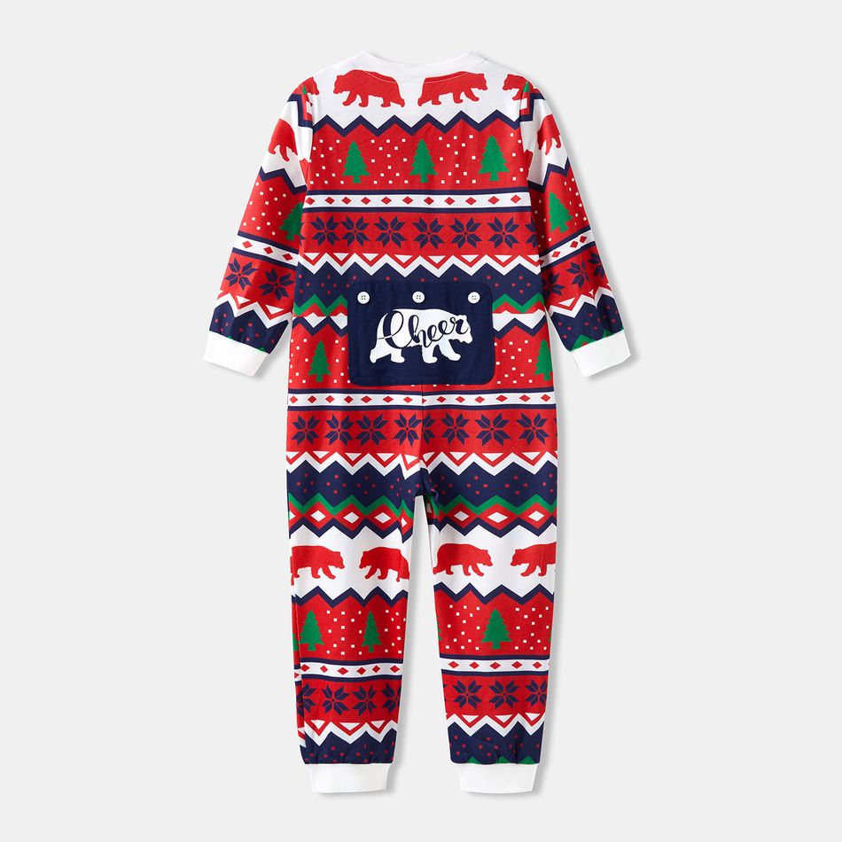 Christmas Family Matching Allover Print Red Long-sleeve Zipper Onesies Pajamas (Flame Resistant) MultiColour big image 12