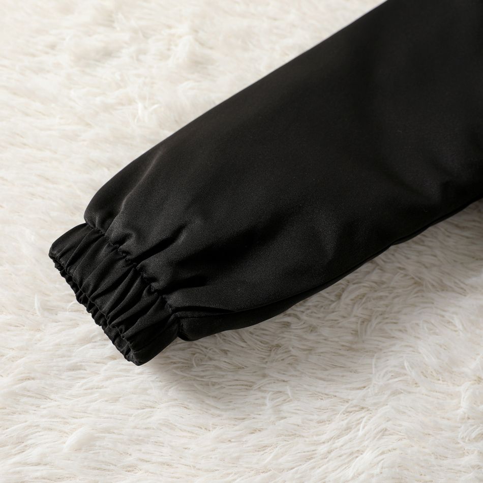 Kid Boy Fluffy Faux Fur Design Hooded Padded Coat Black big image 5