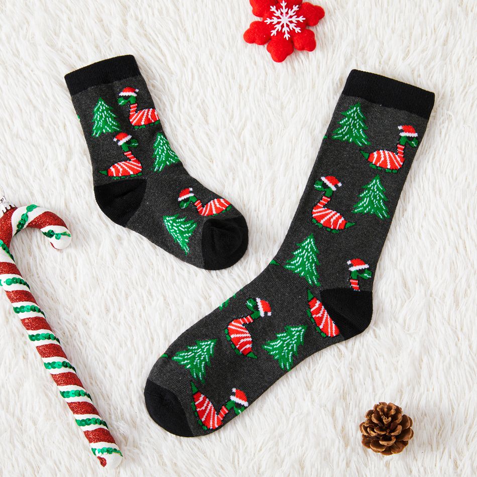 Christmas Pattern Crew Socks for Mom and Me Dark Grey big image 3
