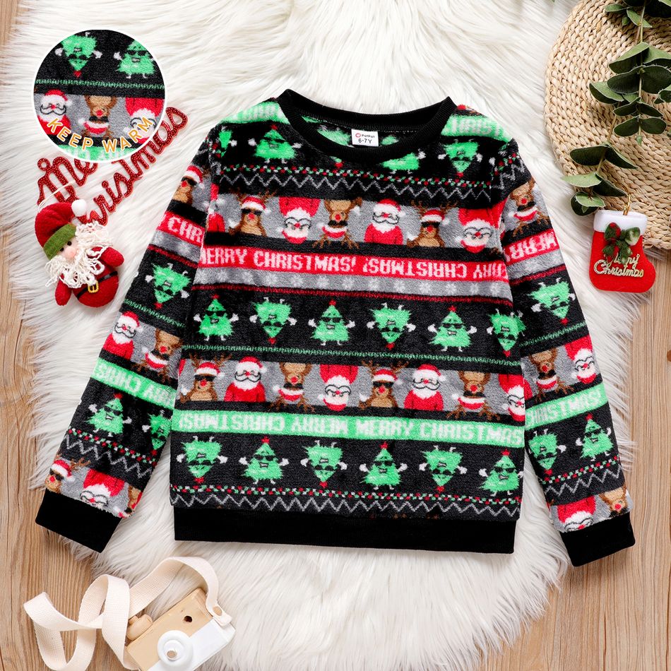 Weihnachten Kinder Unisex Weihnachtsmuster Pullover Sweatshirts schwarz big image 1