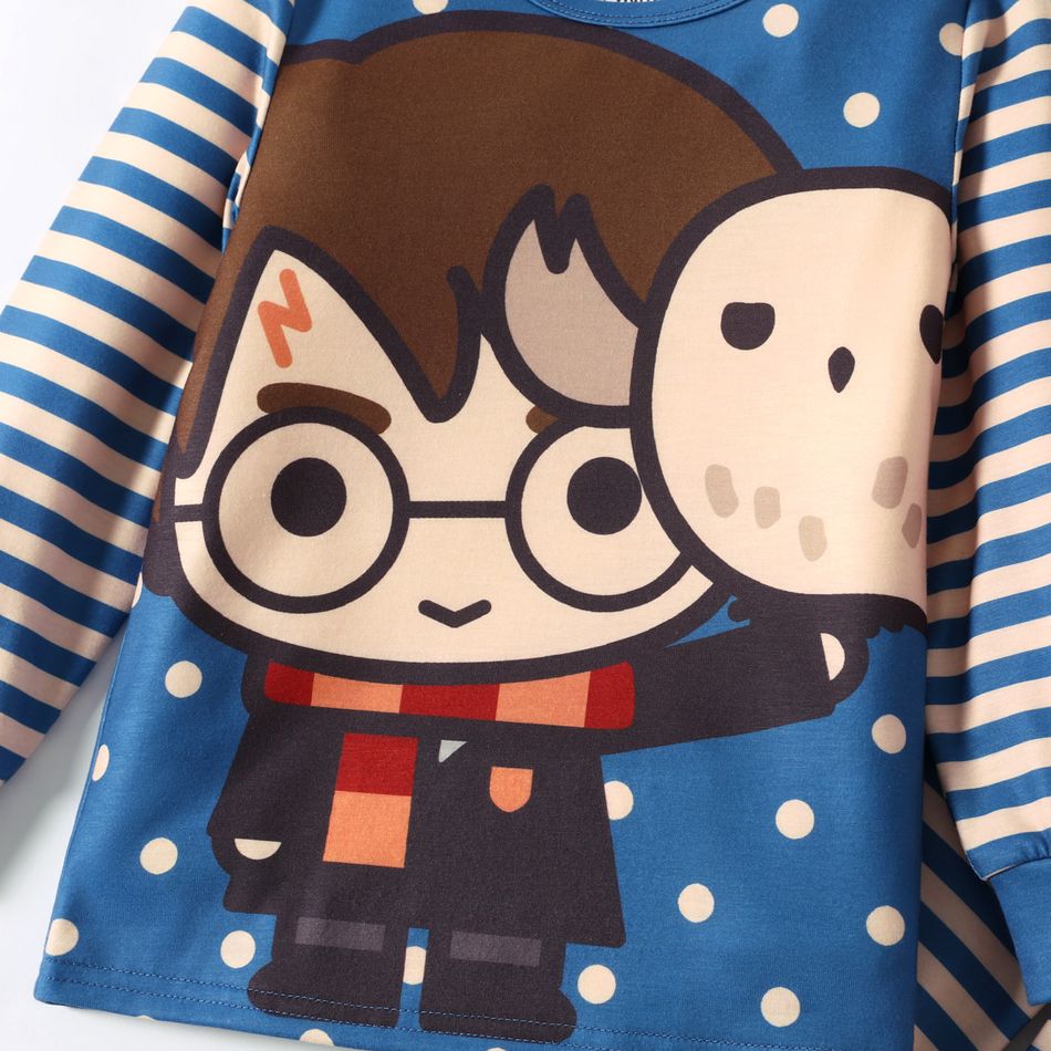 Harry Potter 2pcs Toddler Gil/Boy Character Print Striped Sweatshirt and Pants Set Tibetanblue big image 4