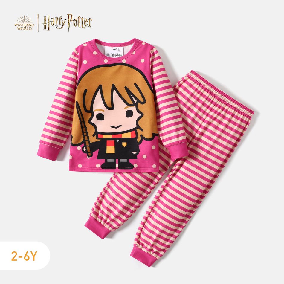 Harry Potter 2pcs Toddler Gil/Boy Character Print Striped Sweatshirt and Pants Set Red big image 1