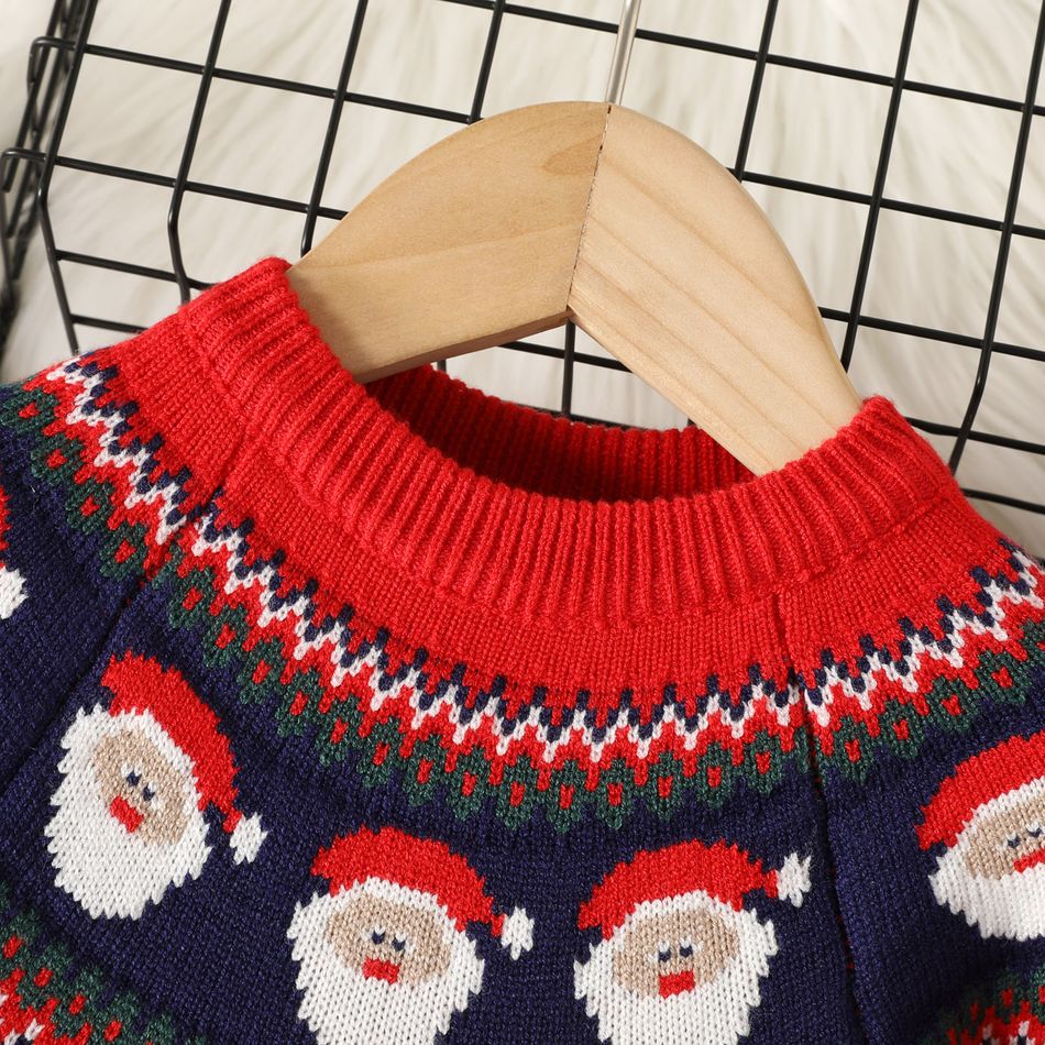 Toddler Boy/Girl Christmas Santa Claus Pattern Colorblock Sweater Red