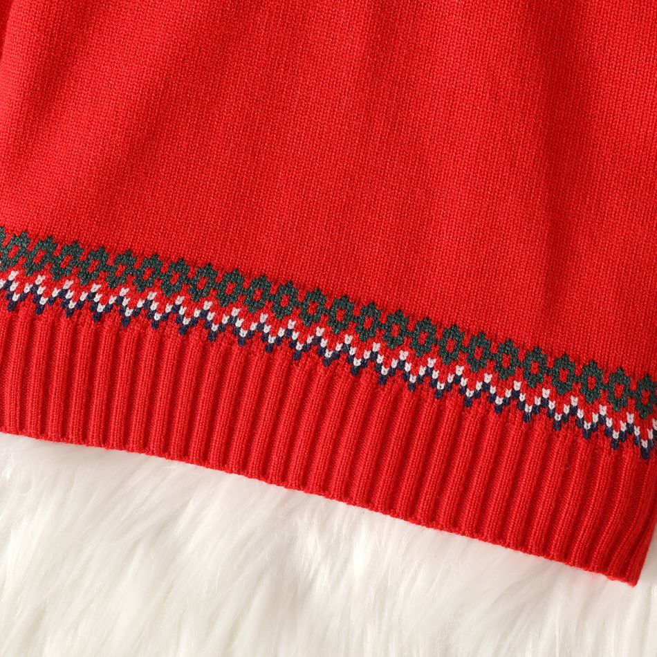 Toddler Boy/Girl Christmas Santa Claus Pattern Colorblock Sweater Red big image 4