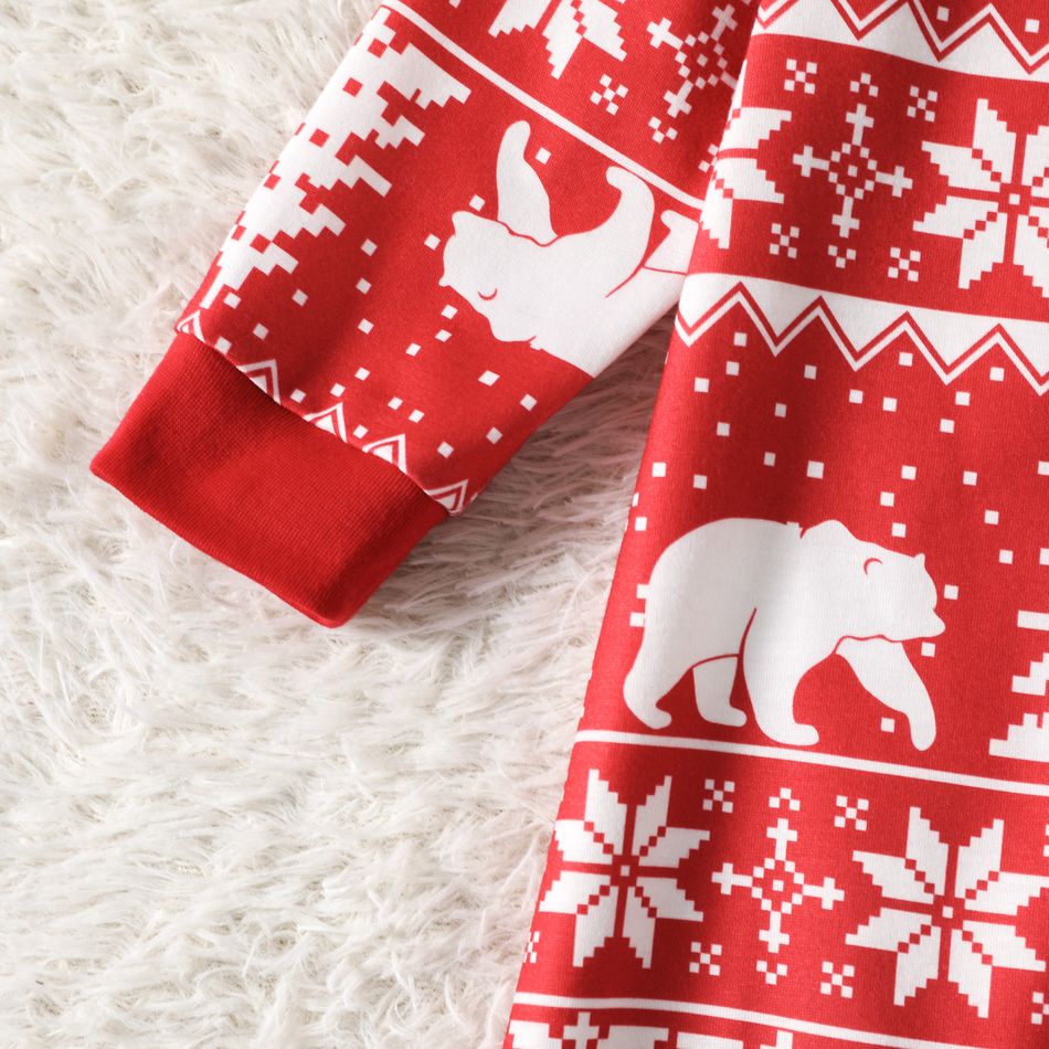 Christmas Family Matching Allover Print Red Long-sleeve Pajamas Sets (Flame Resistant) Red big image 12