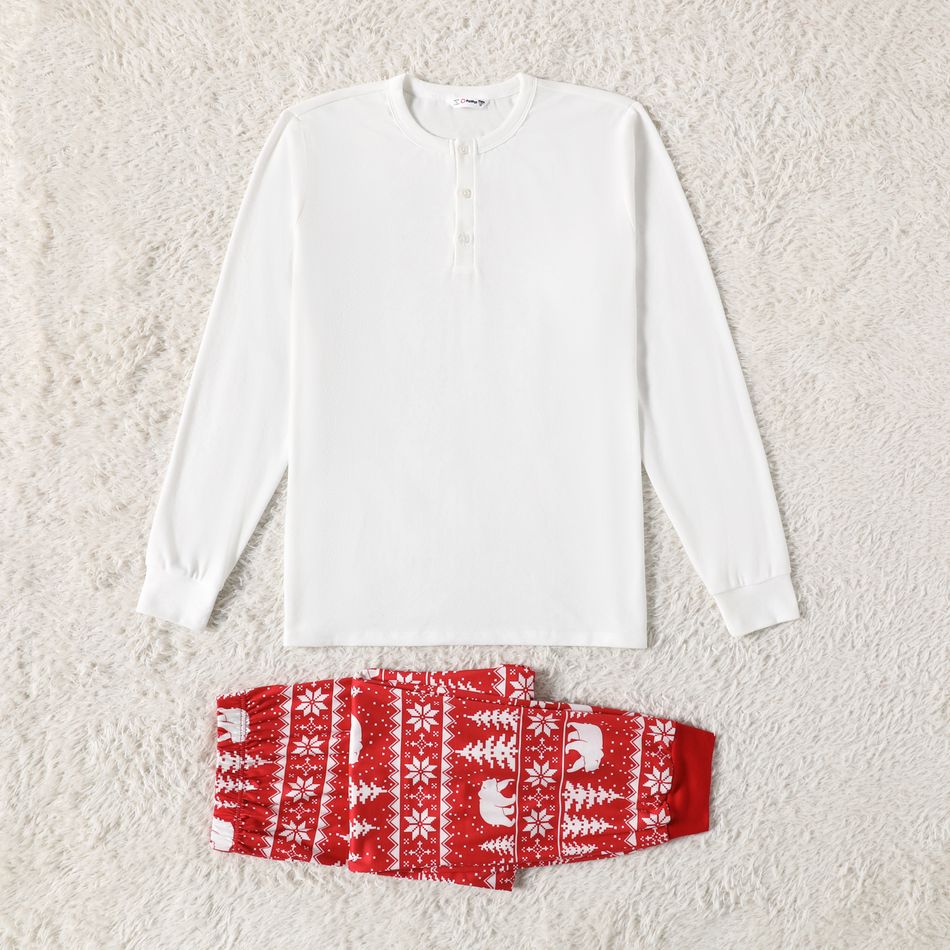 Christmas Family Matching Allover Print Red Long-sleeve Pajamas Sets (Flame Resistant) Red big image 2