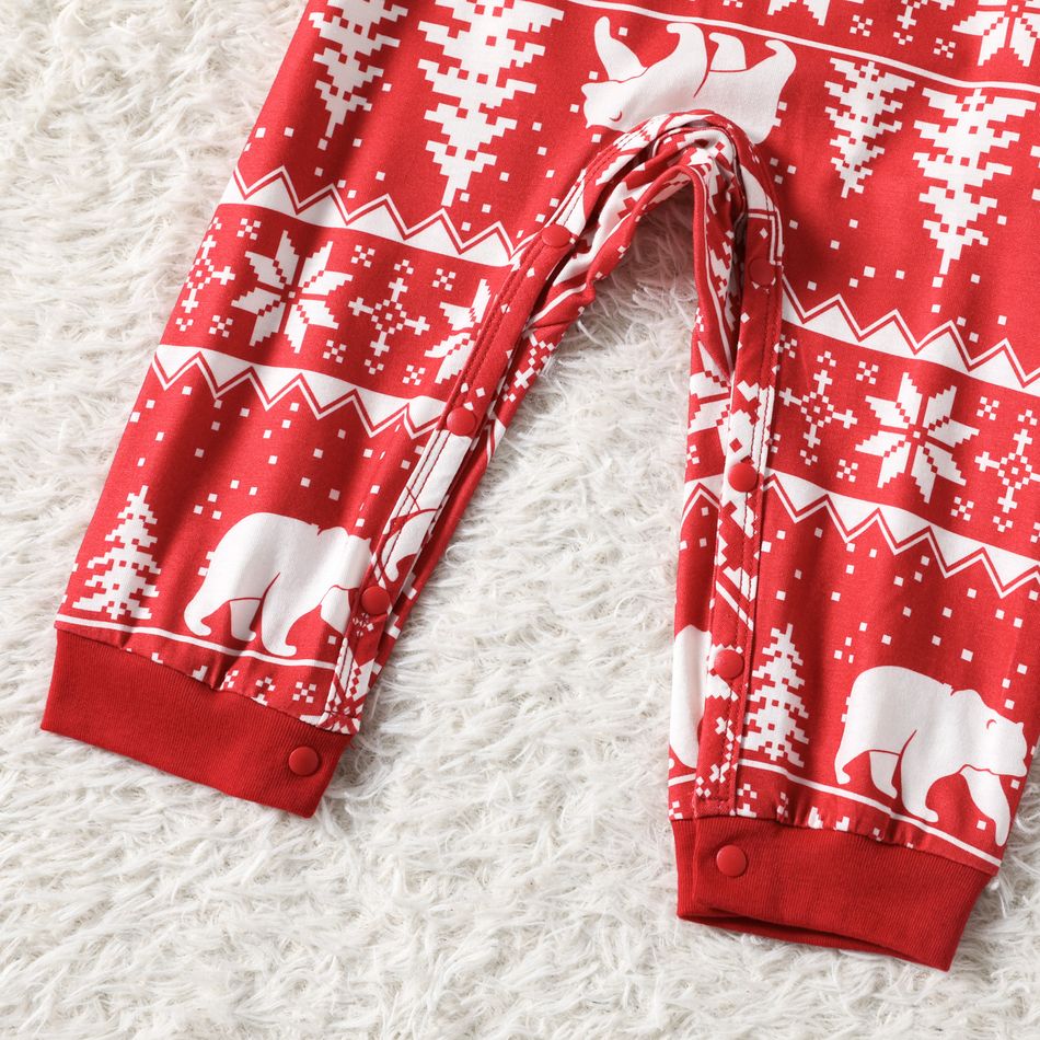 Christmas Family Matching Allover Print Red Long-sleeve Pajamas Sets (Flame Resistant) Red big image 13