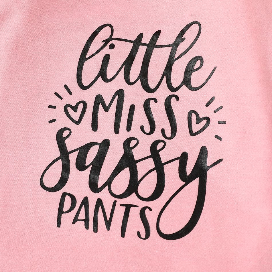 Baby Girl Letter Print Leopard Spliced Long-sleeve Hoodie Dress Pink big image 4
