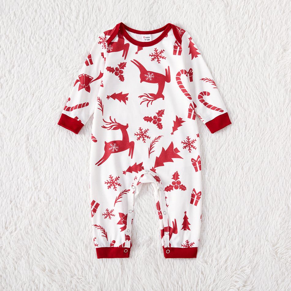 Natal Look de família Manga comprida Conjuntos de roupa para a família Pijamas (Flame Resistant) Branco big image 10