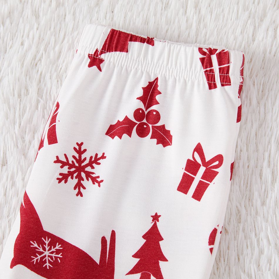 Christmas Family Matching Allover Deer Print Long-sleeve Naia Pajamas Sets (Flame Resistant) White big image 7