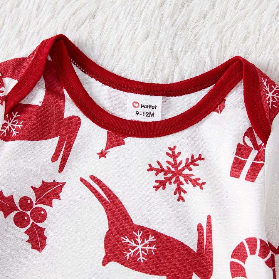 Christmas Family Matching Allover Deer Print Long-sleeve Naia Pajamas Sets (Flame Resistant) White big image 11