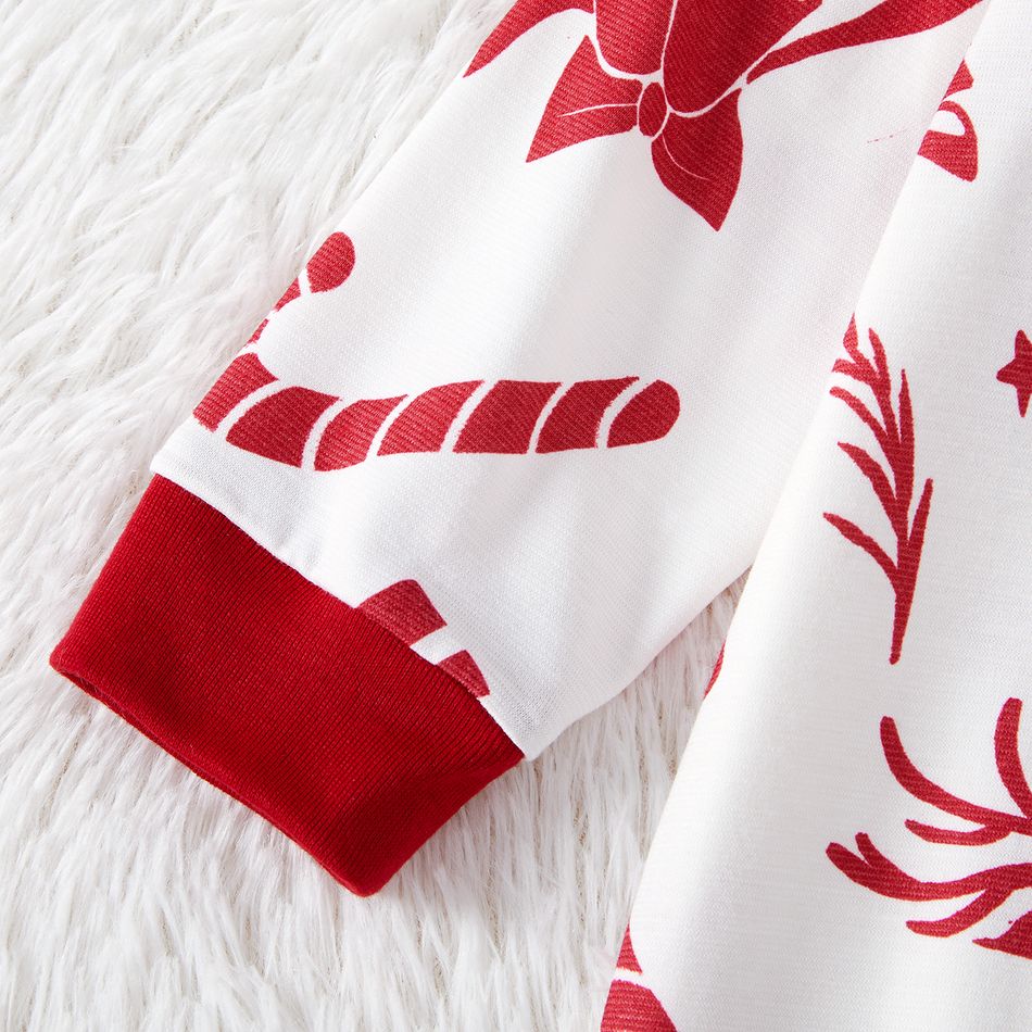 Christmas Family Matching Allover Deer Print Long-sleeve Naia Pajamas Sets (Flame Resistant) White big image 12