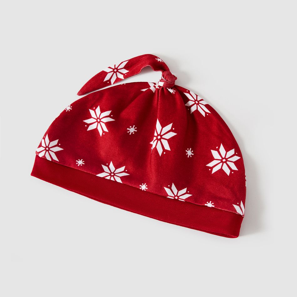 Christmas Family Matching Reindeer & Snowflake Print Red Long-sleeve Pajamas Sets (Flame Resistant) Burgundy