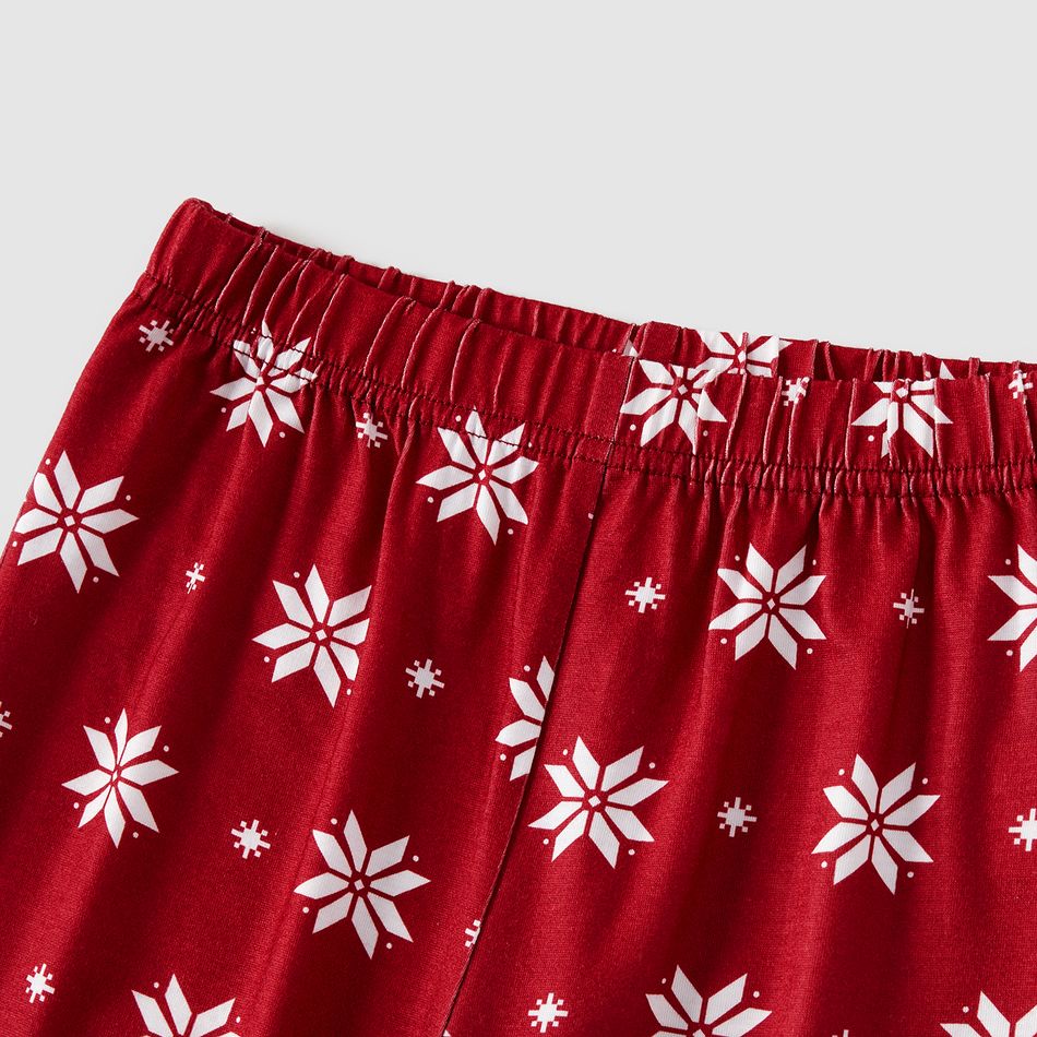Christmas Family Matching Reindeer & Snowflake Print Red Long-sleeve Pajamas Sets (Flame Resistant) Burgundy big image 5