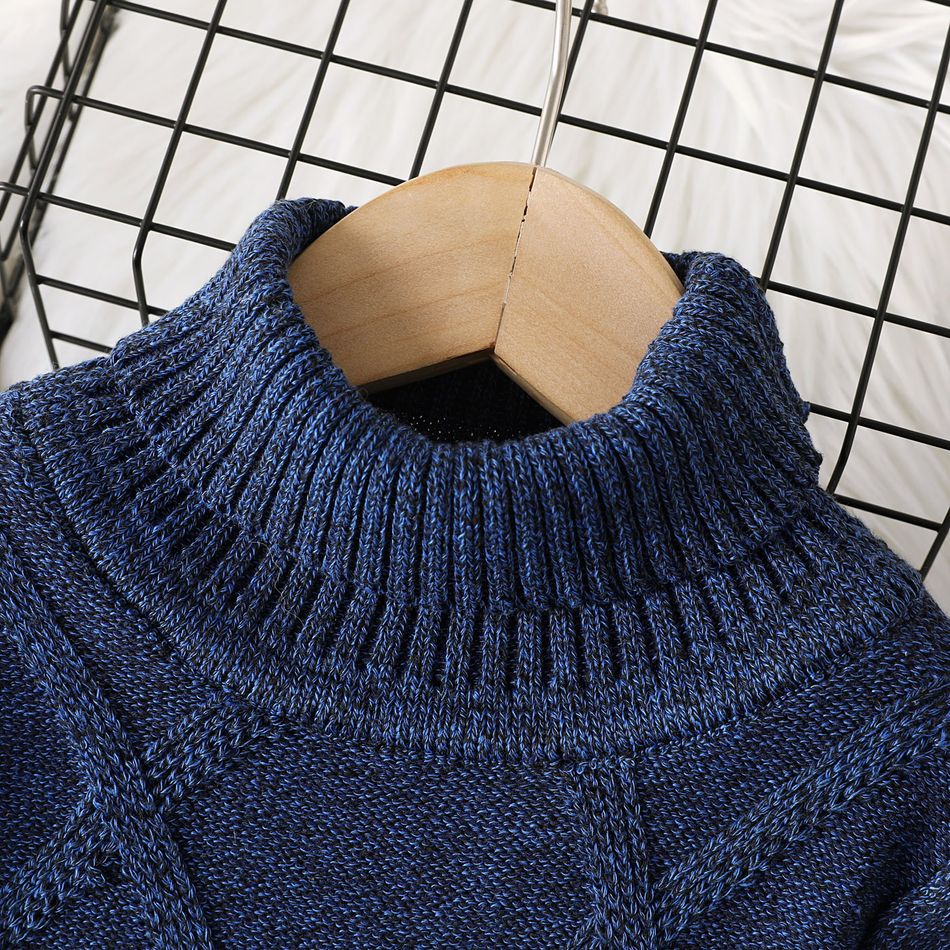 Toddler Boy/Girl Bsaic Turtleneck Thick Fleece Lined Sweater Royal Blue big image 3