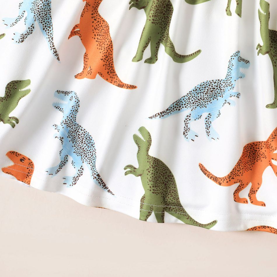 Toddler Girl Colorful Dinosaur Print Ruffled Long-sleeve Dress Colorful big image 5