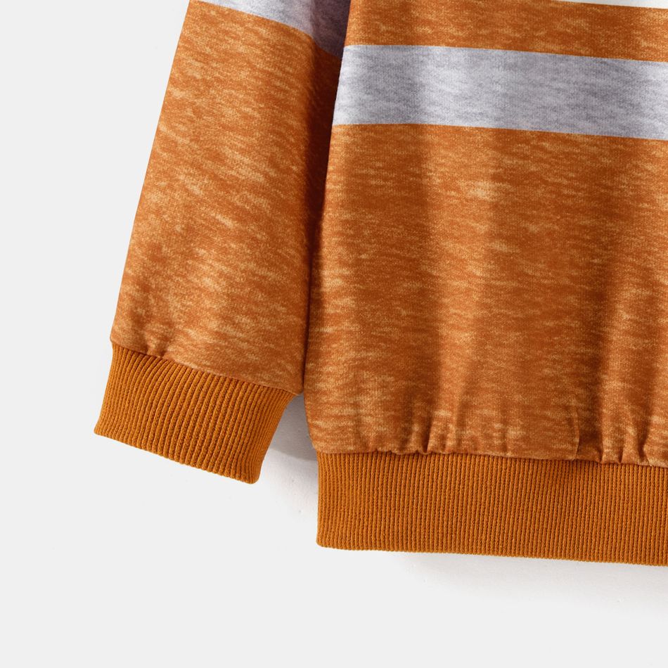 Family Matching Solid Swiss Dot Long-sleeve Ruffle Hem Dresses and Colorblock Striped Sweatshirts Sets Ginger big image 10