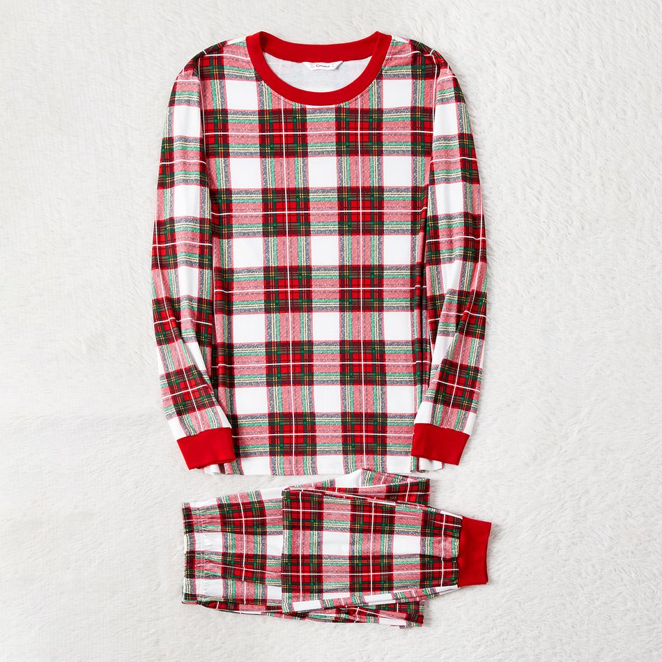 Christmas Family Matching Red Plaid Long-sleeve Pajamas Sets (Flame Resistant) MultiColour big image 7