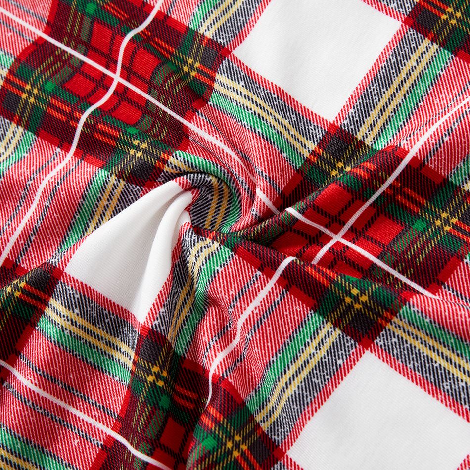 Christmas Family Matching Red Plaid Long-sleeve Pajamas Sets (Flame Resistant) MultiColour