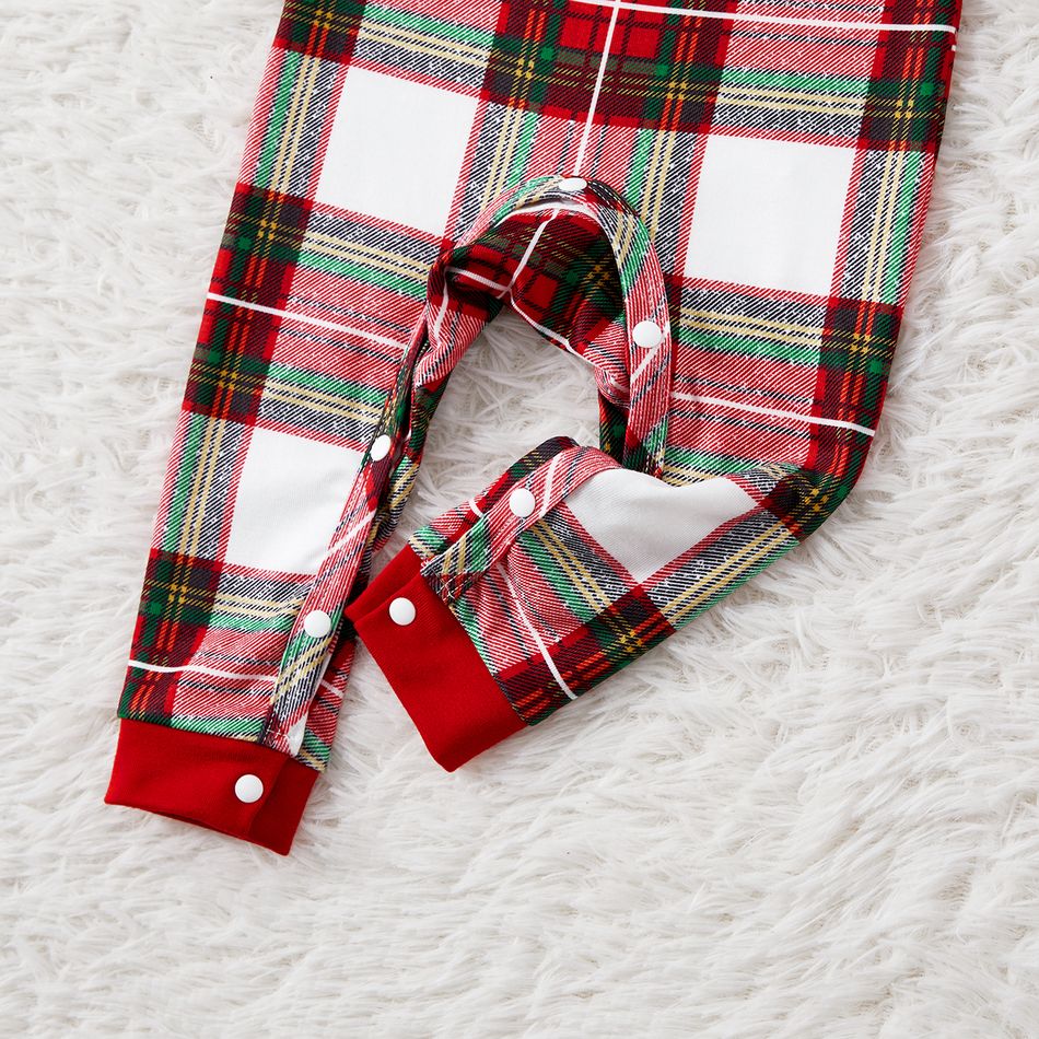 Christmas Family Matching Red Plaid Long-sleeve Pajamas Sets (Flame Resistant) MultiColour big image 11