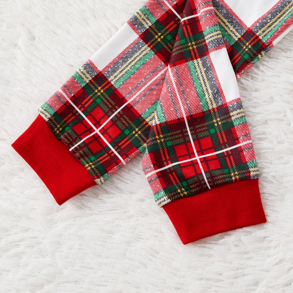 Christmas Family Matching Red Plaid Long-sleeve Pajamas Sets (Flame Resistant) MultiColour big image 6