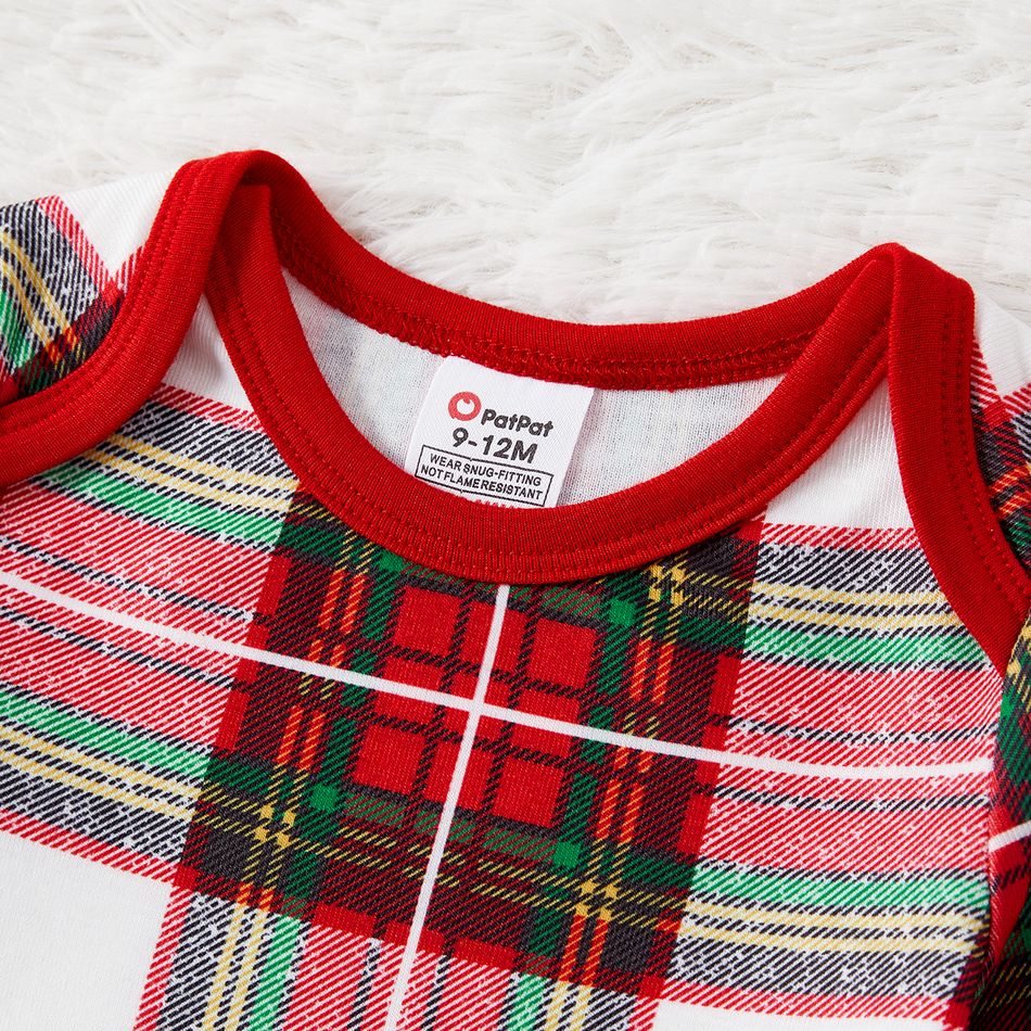 Christmas Family Matching Red Plaid Long-sleeve Pajamas Sets (Flame Resistant) MultiColour big image 10