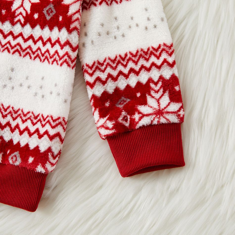 Christmas Family Matching Reindeer Embroidered Allover Pattern Long-sleeve Fuzzy Flannel Tops Multi-color big image 14