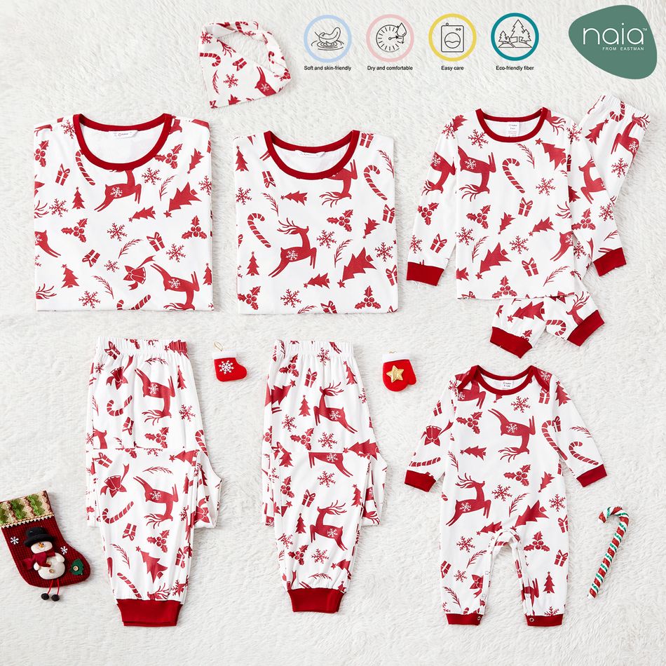 Natal Look de família Manga comprida Conjuntos de roupa para a família Pijamas (Flame Resistant) Branco big image 2